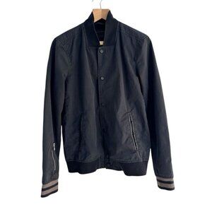 Allsaints Men's Sz S Black Acre Bomber Jacket Medium Black Leather Trim
